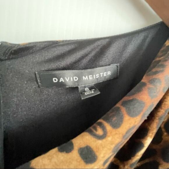 David Meister leopard party dress ruched at the side asymmetrical neckline sz 6 - Picture 9 of 9